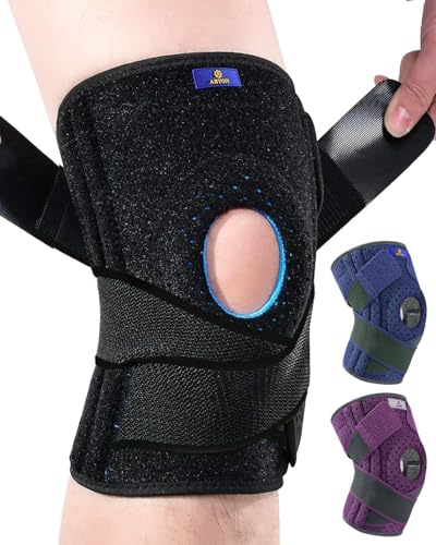 ABYON Knee Brace for Men and Women for Meniscus Tear, ACL, Arthritis. Knee Support with Dual Side Stabilizers & Crossed Compression Straps Maximum Support for Pain Relief and Fast Recovery - Plus Size - Please Check Sizing Video Before Buying