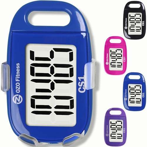 OZO Fitness Clip-on 3D Pedometer for Walking Steps Counter with Lanyard, Simple