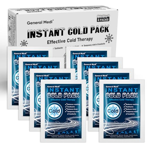 General Medi Instant Ice Cold Pack (4”x 5.5”) – 8 Packs Disposable