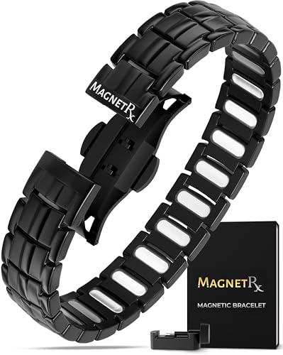 MagnetRX® EllipseMAX 5X Strength Magnetic Bracelets for Men (Black) | Effective Men's