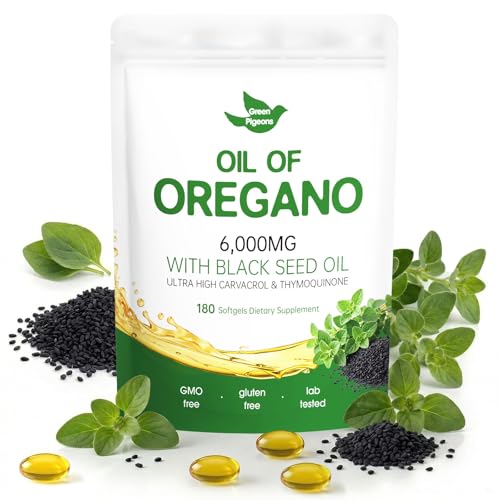 Oil of Oregano with Black Seed Oil, 180 Count Oregano Oil Capsules