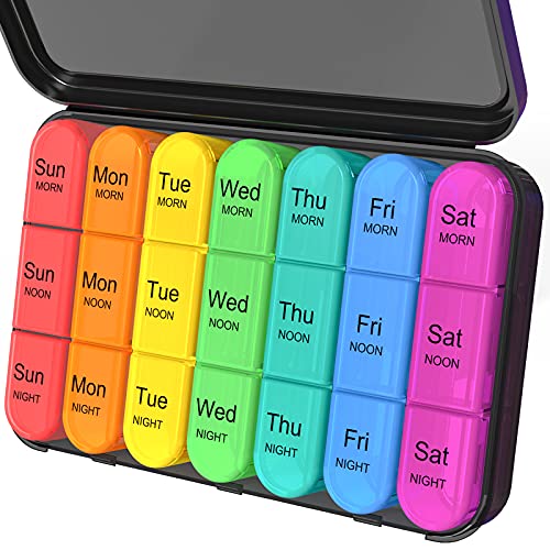 Daviky Pill Organizer 3 Times a Day, Pill Box 7 Day, Weekly
