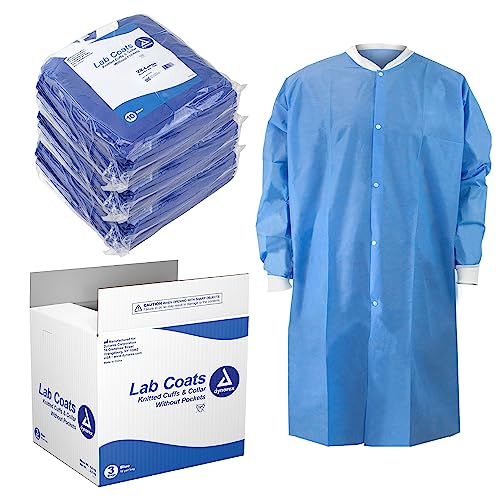 Dynarex Disposable Lab Coats - Breathable Triple-Layered Non-Woven Polymer Fabric - Knee