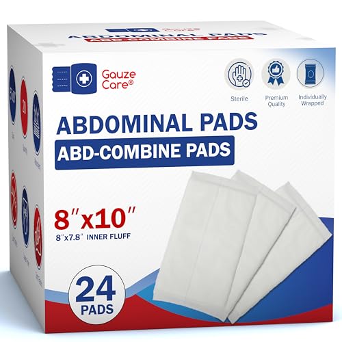 GauzeCare Sterile Abdominal- ABD Combine Pads| 24-Pack, 8x10 Inches| Extra Absorbent &