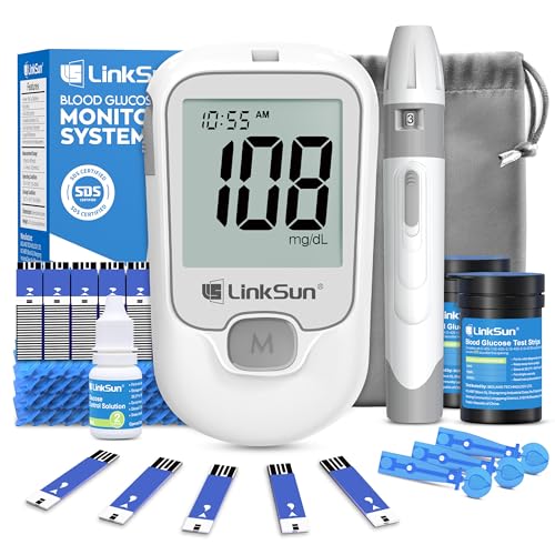LinkSun G-425-1 Glucose Monitor Kit, 100 Strips & Lancets for Diabetes |