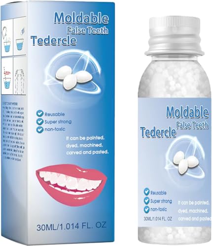 Tedercle Tooth Repair Beads Kit, 30ml Moldable Thermal Fitting Beads Temporary Teeth Replacement Kit for Temporary Restoration of Missing & Broken Teeth Replacement Dentures, DIY Heat Fit Bead