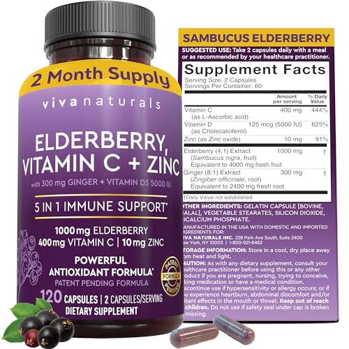 Viva Naturals Elderberry with Vitamin C and Zinc for Adults - 5