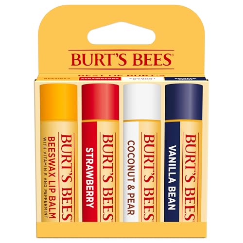 Burt's Bees Lip Balm, Classic Flavor Pack, 0.15 oz., 4 Tubes | Four Flavors, Lip Moisturizer with Beeswax, Tint-Free, Natural Origin Conditioning Treatment, Easy to Take Anywhere