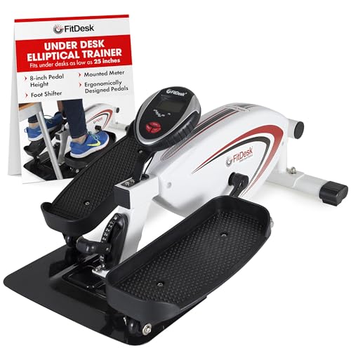 FitDesk Mini Elliptical Machine, Compact Under Desk Cycle Fitness Equipment | 8 Adjustable Resistance Levels, Seated Cardio Training, Home Office Workouts, Smooth Pedal Motion, Ergonomic Movement