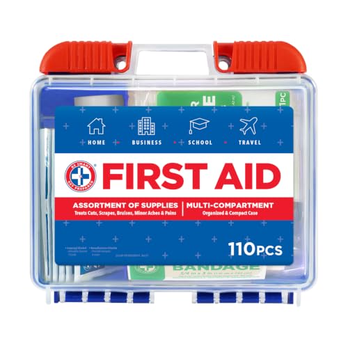 Be Smart Get Prepared 110 Pc First Aid Kit - Home, Car,