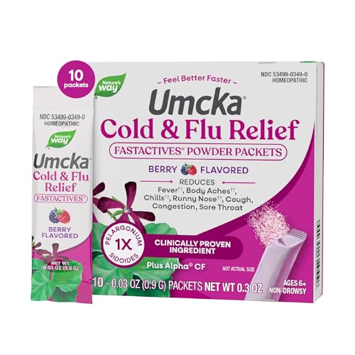 Nature's Way Umcka Cold & Flu Relief FastActives, Homeopathic, Berry, 10 pk