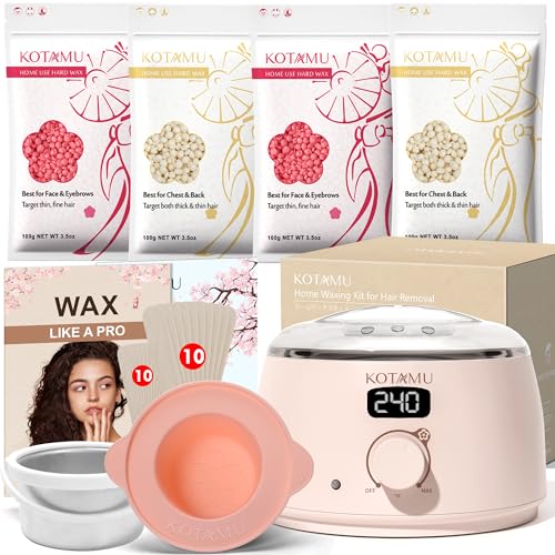 KOTAMU Waxing Kit for Women & Men, Pink Digital Wax Pot Warmer
