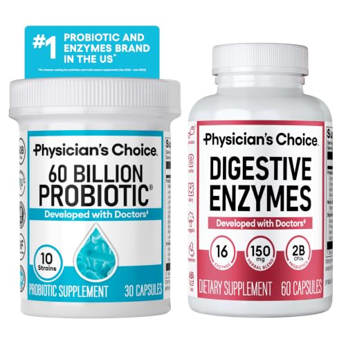 Physician's CHOICE Advanced Gut Health Bundle: 60 Billion Probiotics 30ct + Digestive
