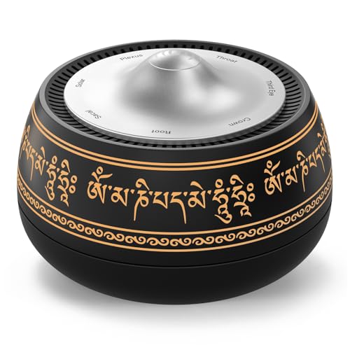 NDLT Portable Electronic Tibetan Singing Bowl, 8 Chakra Modes with 8 Chakra Cycle Play Mode, Auto/Manual Mode, Vibration & Built-in Timer, USB-C Rechargeable Meditation Device