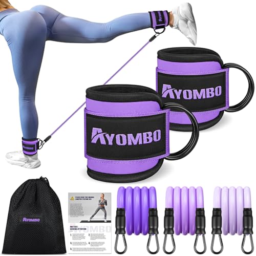 Ayombo Ankle Resistance Bands with Cuffs, Home Gym Workout Equipment, Lifting Glute