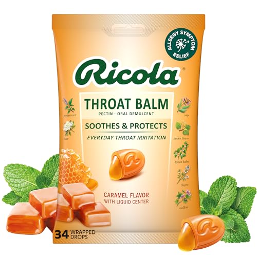 Ricola Throat Balm Caramel Herbal Throat Drops - 34 Count | Made