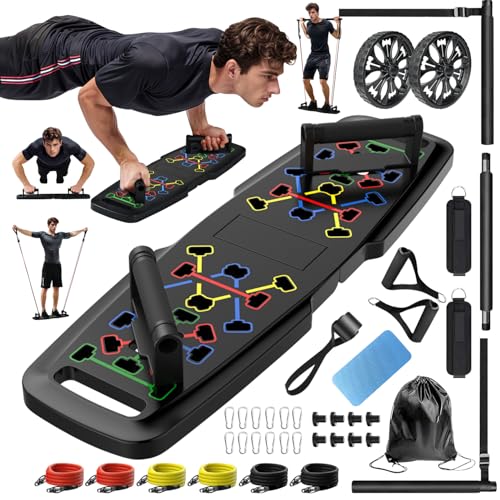 MQRW Push Up Board,Home Gym,Portable Exercise Equipment,Pilates Bar and 20 Fitness Accessories