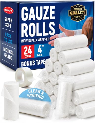 Medical Gauze Rolls – 24pk – 4"x4.1yd – Soft and Breathable Gauze