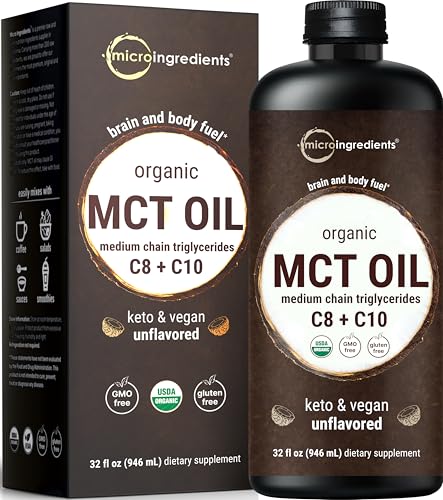 Micro Ingredients Organic MCT Oil, 32 fl oz, Keto C8 + C10