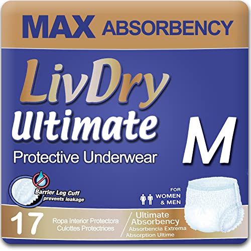 LivDry Ultimate Adult Incontinence Underwear, Max Absorbent Adult Diapers with Leak Protection,