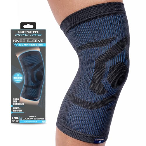 Copper Fit Mobilizer Knee Sleeve - L/XL | Knee brace with stabilizers for arthritis support, tendonitis relief, compression, mobility, and recovery.