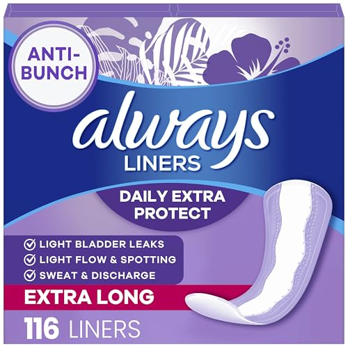 Always Panty Liners for Women Anti-Bunch Xtra Protection Daily Liners, Extra Long,