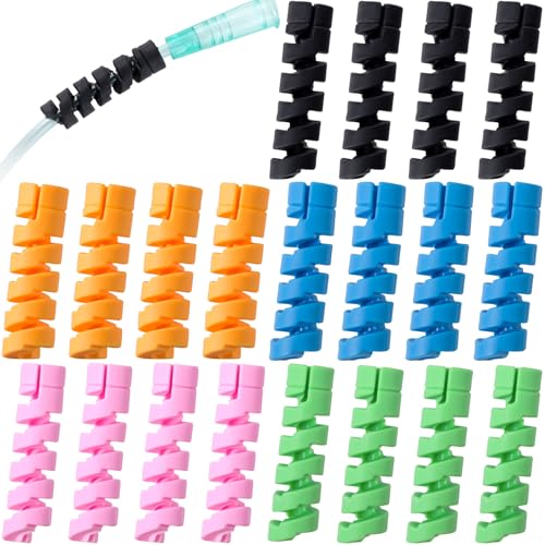 Lekgavd 20 Packs Oxygen Tube Support Crimp Straightener, 4 Colors | Retractable