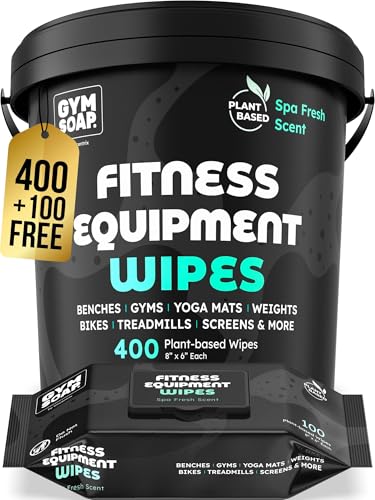 Gym & Yoga Mat Cleaner Wipes, Plant Based - 500 Gym Equipment