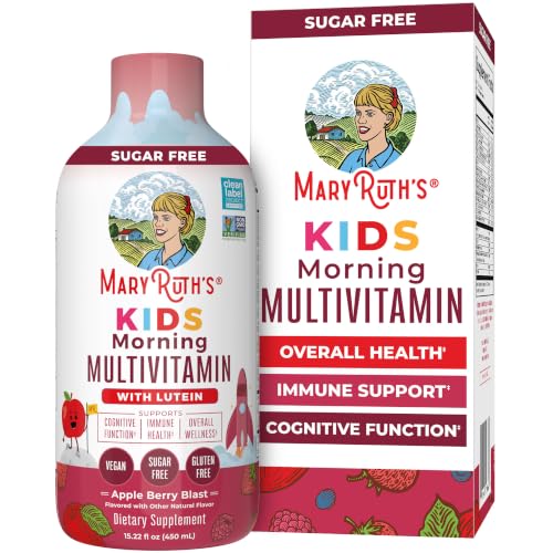 MaryRuth's Kids Liquid Morning Multivitamin for Kids, Sugar Free, 15.22oz | Lutein, Zinc & Essential Nutrients, Supports Immune Health, Vegan, Non-GMO
