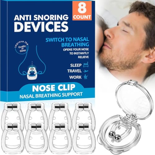 Anti Snoring Devices, 8-Count Snore Stopper Magnet Silicone Nose Clips | Adjustable