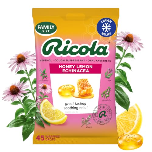 Ricola Honey Lemon Echinacea Cough Drops - 45 Count | Made with