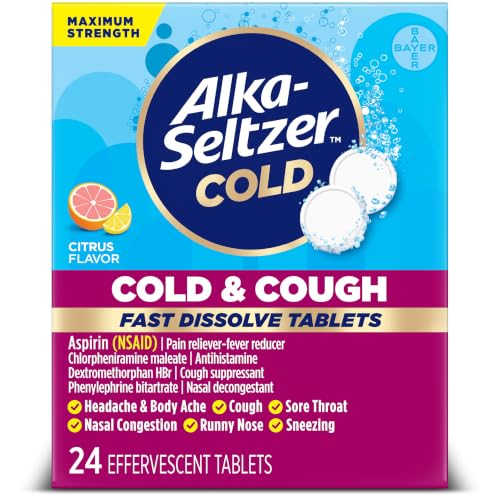 Alka-Seltzer Cold, Cold & Cough Max Strength Fast Dissolve Tablets, Cough Medicine,