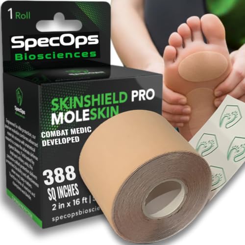 SpecOps Biosciences Ultra-Thin Moleskin for Blister Prevention, 15 ft Roll