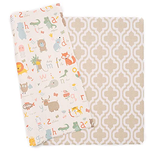 Baby Care Baby Play Mat for Floor, Large 82x55 in One-Piece, Moroccan