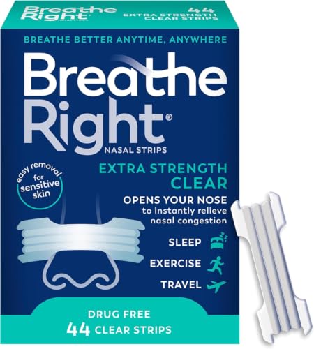 Breathe Right Nasal Strips, Extra Strength, Nasal Congestion, Clear, 44ct | Opens