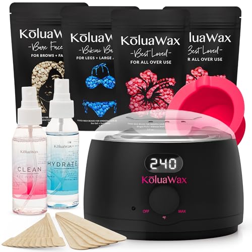 KoluaWax Waxing Kit Hair Removal For Men & Women Beginner Friendly -