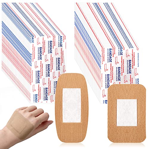 BBTO 200 Pcs Large Assorted Bandages 2 Styles Flexible Fabric Adhesive Bandages