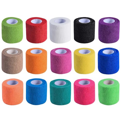 KISEER 15 Pack 2 Inch x 5 Yards Self Adhesive Bandage Breathable