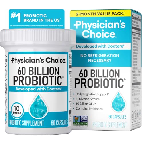 Physician's CHOICE Probiotics 60 Billion CFU - 10 Strains + Organic Prebiotics
