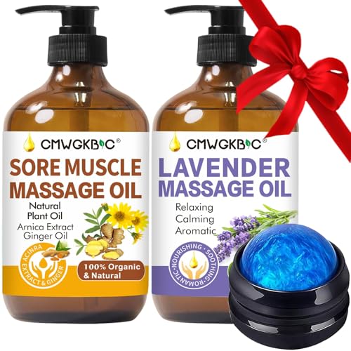 Massage Oil for Massage Therapy,Lymphatic Drainage-Ginger Oil Sore Muscle Arnica Oil&Lavender Oil