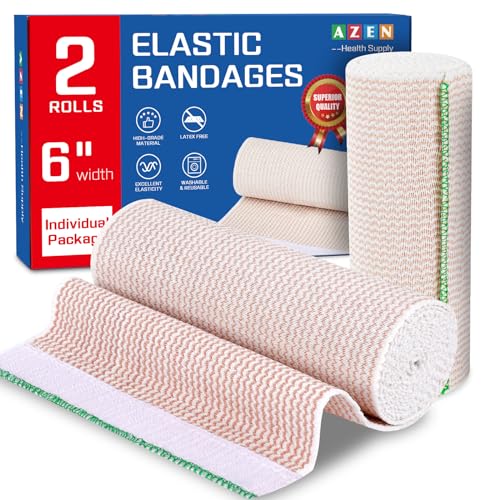 AZEN Premium 2 Pack Elastic Bandage Wrap 6 Inch, Compression Wrap Bandage