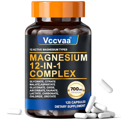 Magnesium Complex 700mg | 12-in-1 High Absorption Supplement | Glycinate, Citrate, Malate,