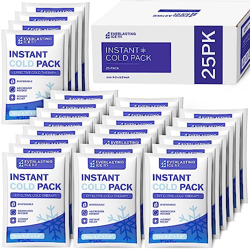 25 Pack Instant Ice Packs for Injuries, Disposable First Aid Cold Packs