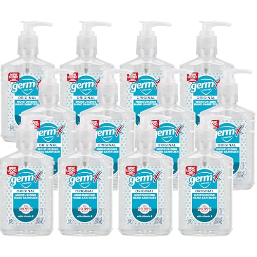 Germ-X Original Hand Sanitizer, 8 Fl Oz (Pack of 12), Less Drying