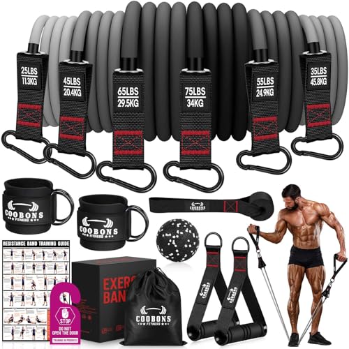 Heavy Resistance Bands for Working Out, 300LBS Exercise Bands with Handles, Workout