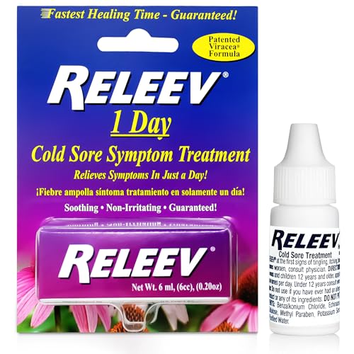Releev 1Day Cold Sore Treatment Liquid, Fast-Acting Soothing of Pain and Itching,