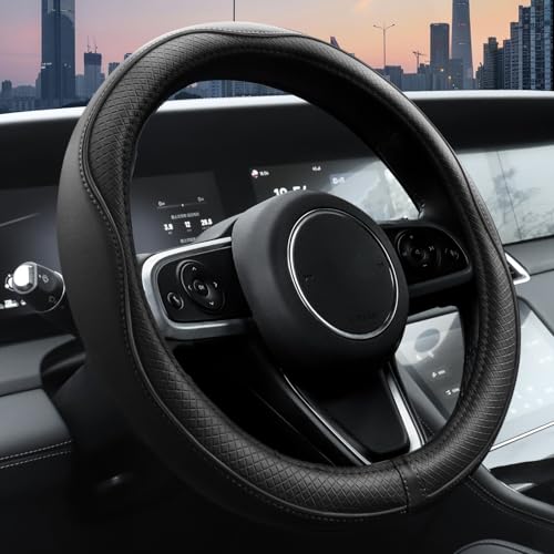 Ouzorp Car Steering Wheel Cover, Microfiber Leather Steering Wheel Covers with Anti-Slip
