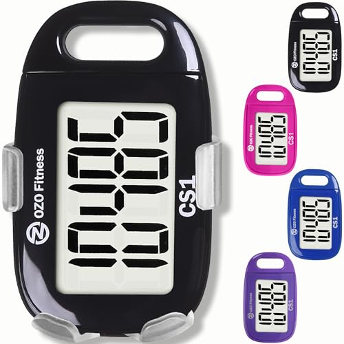 OZO Fitness Clip-on 3D Pedometer for Walking Steps Counter with Lanyard, Simple