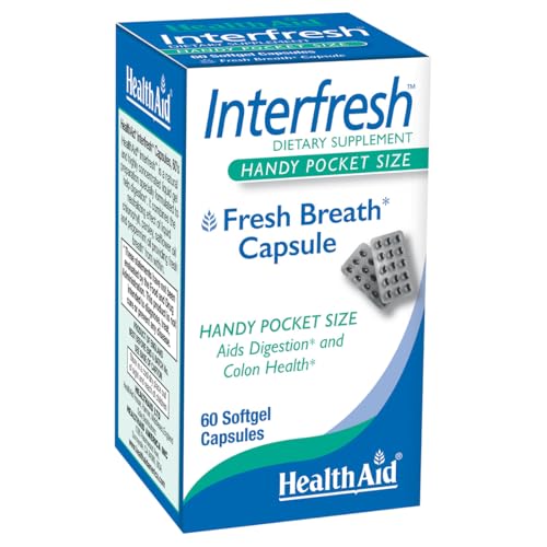 HealthAid Interfresh, 60 Soft Gel Capsules, Twice Daily, Fights Bad Breath and Aids in Digestion and Colon Health, Feel Fresh All Day Long