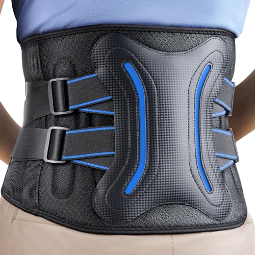 FEATOL Back Brace for Lower Back Men Women, 5-Stays Lumbar Support Belt,